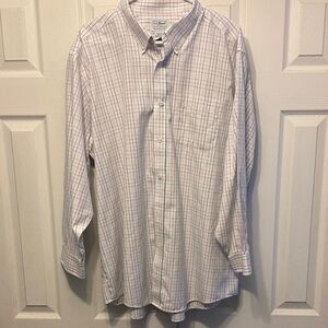 L.L. Bean Men's Light Gray Plaid Button Down Shirt